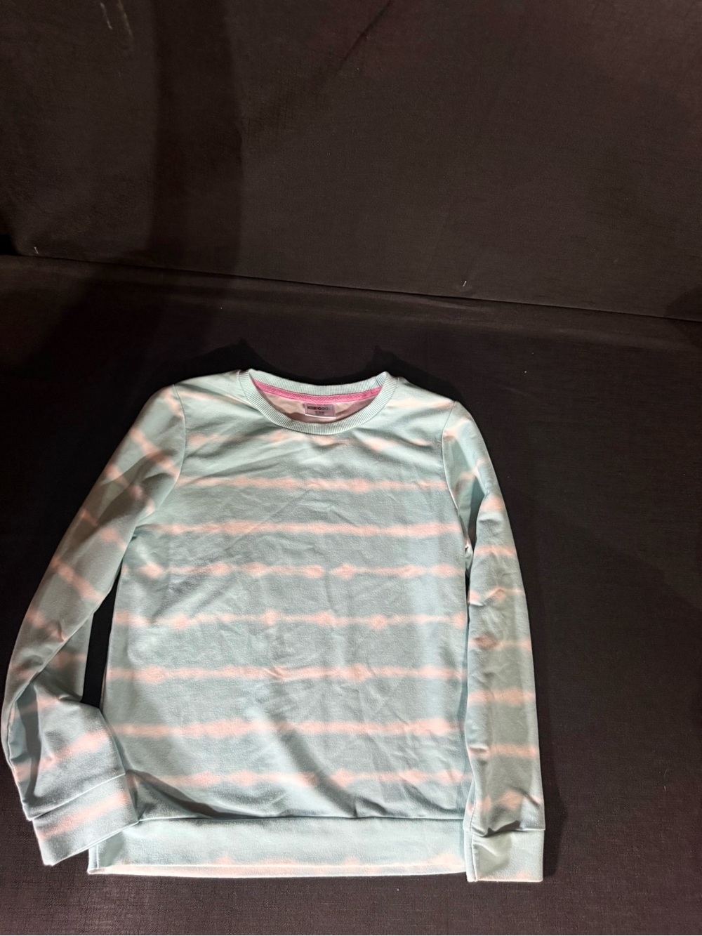 Girls' Mint & White Striped Crewneck Sweatshirt